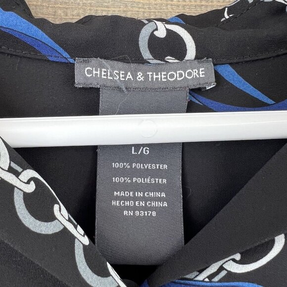 Chelsea Theodore Womens Shirt Long Sleeve Button Up Blouse Chain Link Large - Picture 6 of 6